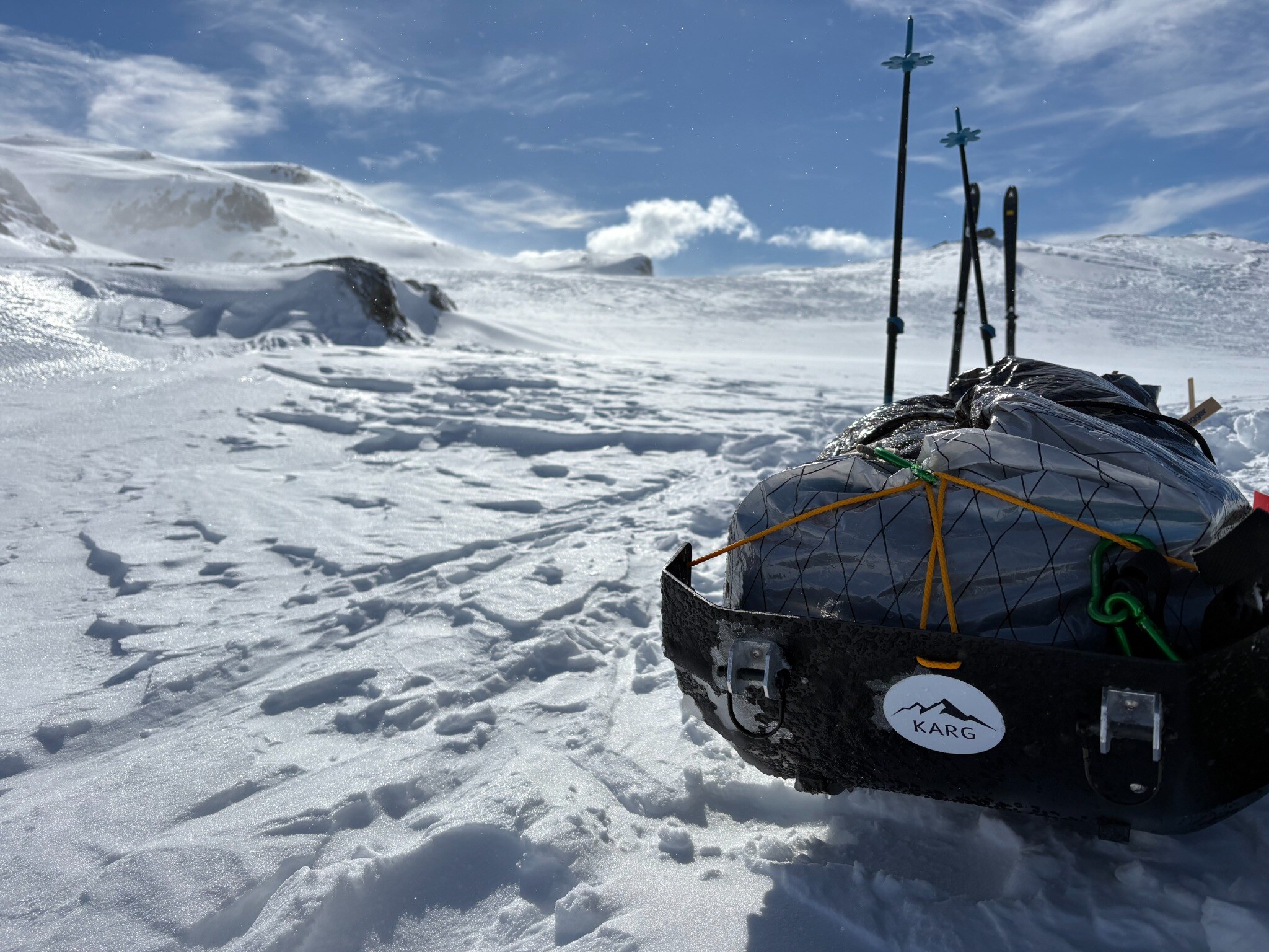 KARG Ski Pulk at a winter camp in the mountains